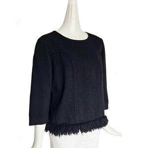 MARNI BLACK FRINGE WOOL TOP (42)